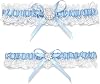 GARGALA Blue Lace Wedding Garters for Bride, Bridal Garter Set with Rhinestone Satin Bow