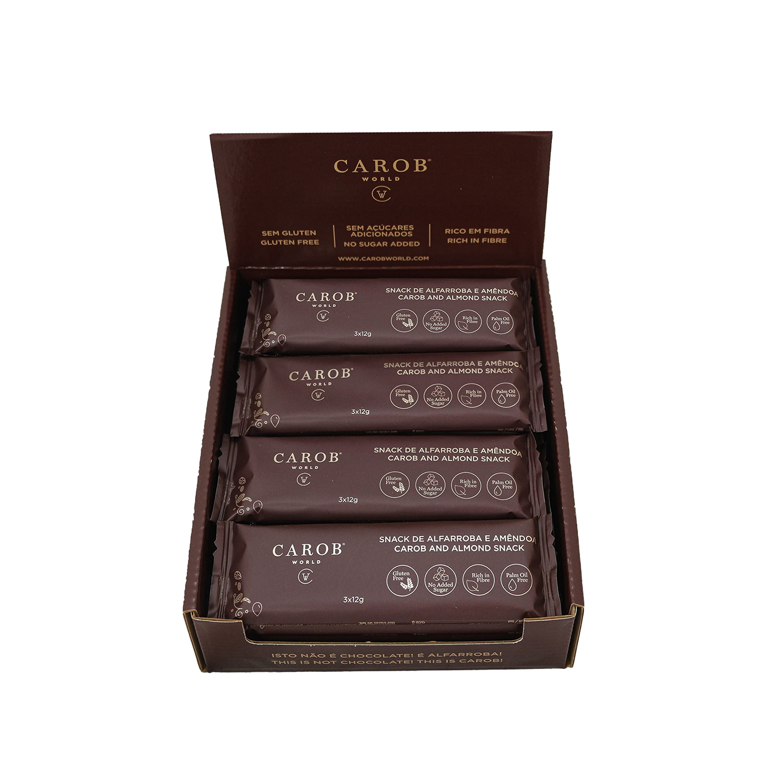 Carob and Almond Snack | | Glutenfrei, zuckerfrei und vegan | 20er-Pack (20 x 36g)