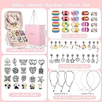 Vista 4 de UFU Kit de fabricación de pulseras con dijes para niñas, kit de fabricación de joyas, unicornios, manualidades, juego de regalos para adolescentes