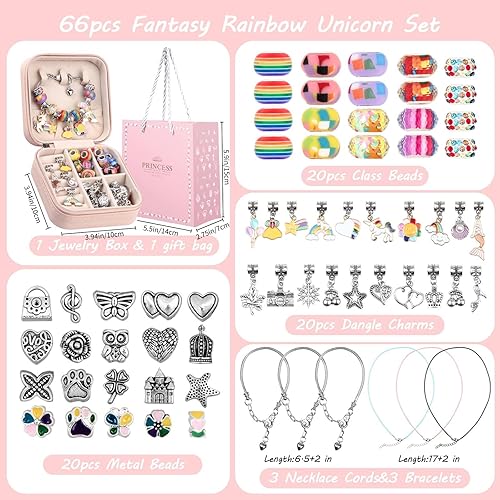 Vista 4 de UFU Kit de fabricación de pulseras con dijes, kit de fabricación de joyas, regalo para niñas de 5, 6, 7, 8 a 12, un dulce regalo de cumpleaños