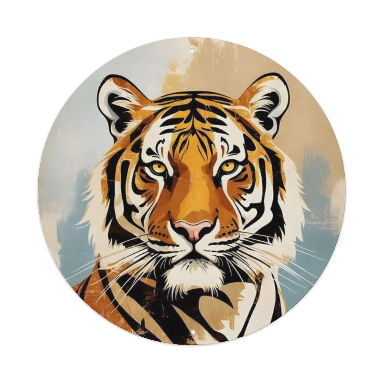 Animal Tiger Portrait Retro Textured Wildlife Vintage Metal Tin Sign Plaque Wall Decor for Cafe, Club Bar, Office, Garden Metal Poster 8x8Inch