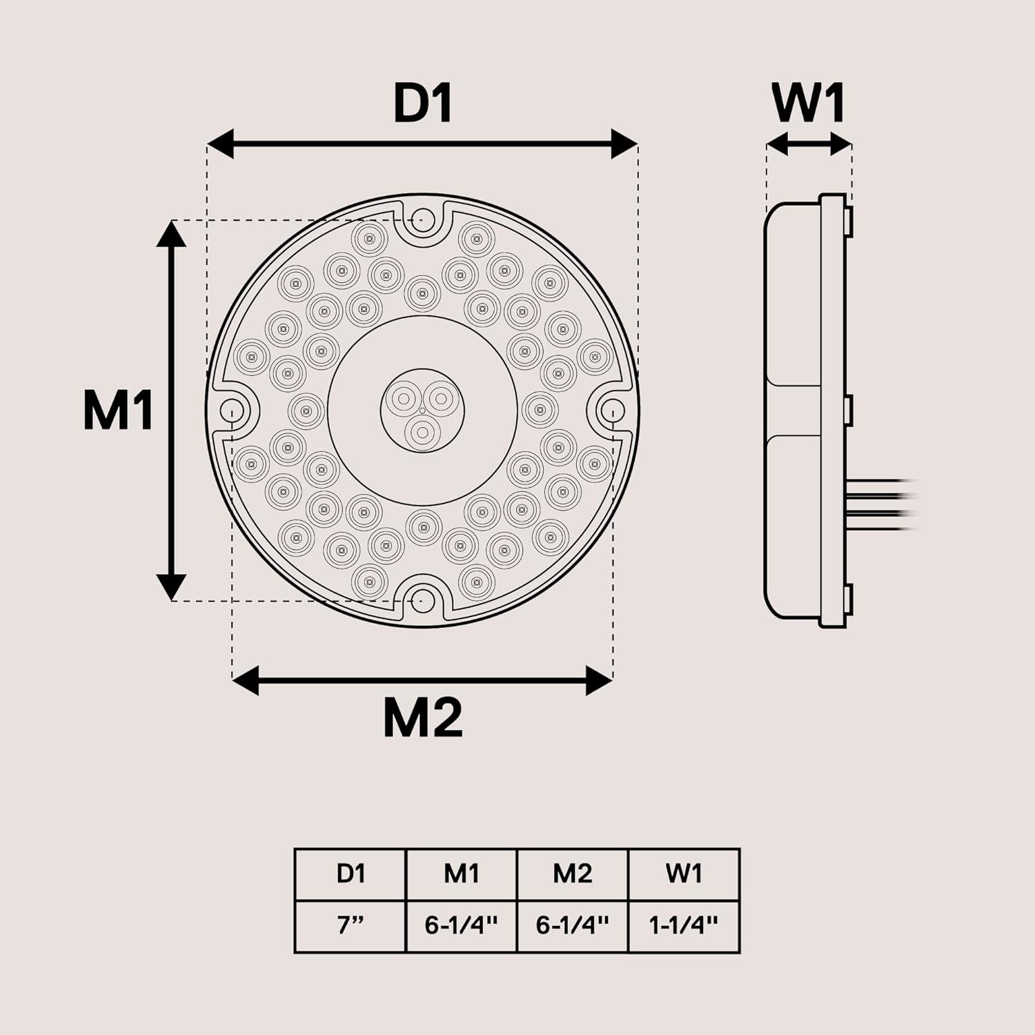 TRUE MODS 7" Round 47-LED Reverse Tail Light For School Bus Transit Vehicles Refuse Hauler [DOT FMVSS-108] [SAE (2) R] [Back-up Signal] [9-16V DC] For Trailer Truck - WHITE