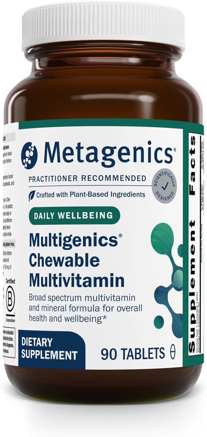 Metagenics Multigenics Chewable Multivitamin – Optimum Multiple Vitamin/Mineral Formula Orange-Flavored Chewable – 90 Servings