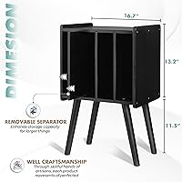 Vista 3 de Soporte de madera para tocadiscos LP con 4 gabinetes, capacidad para hasta 100 vinilos, soporte de almacenamiento de discos de metal y mesa