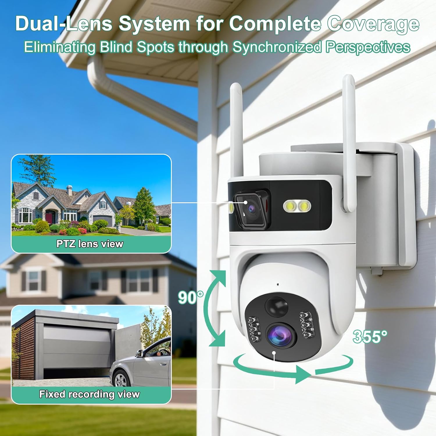 4G LTE Cellular Security Camera Dual Lens Outdoor,180-Day Unlimited Data,2K Wireless Solar Security Camera,360° Pan and Tilt,PIR Motion,Sensor Color Night Vision,Built-in VSIM,64GB SD Card - Image 4