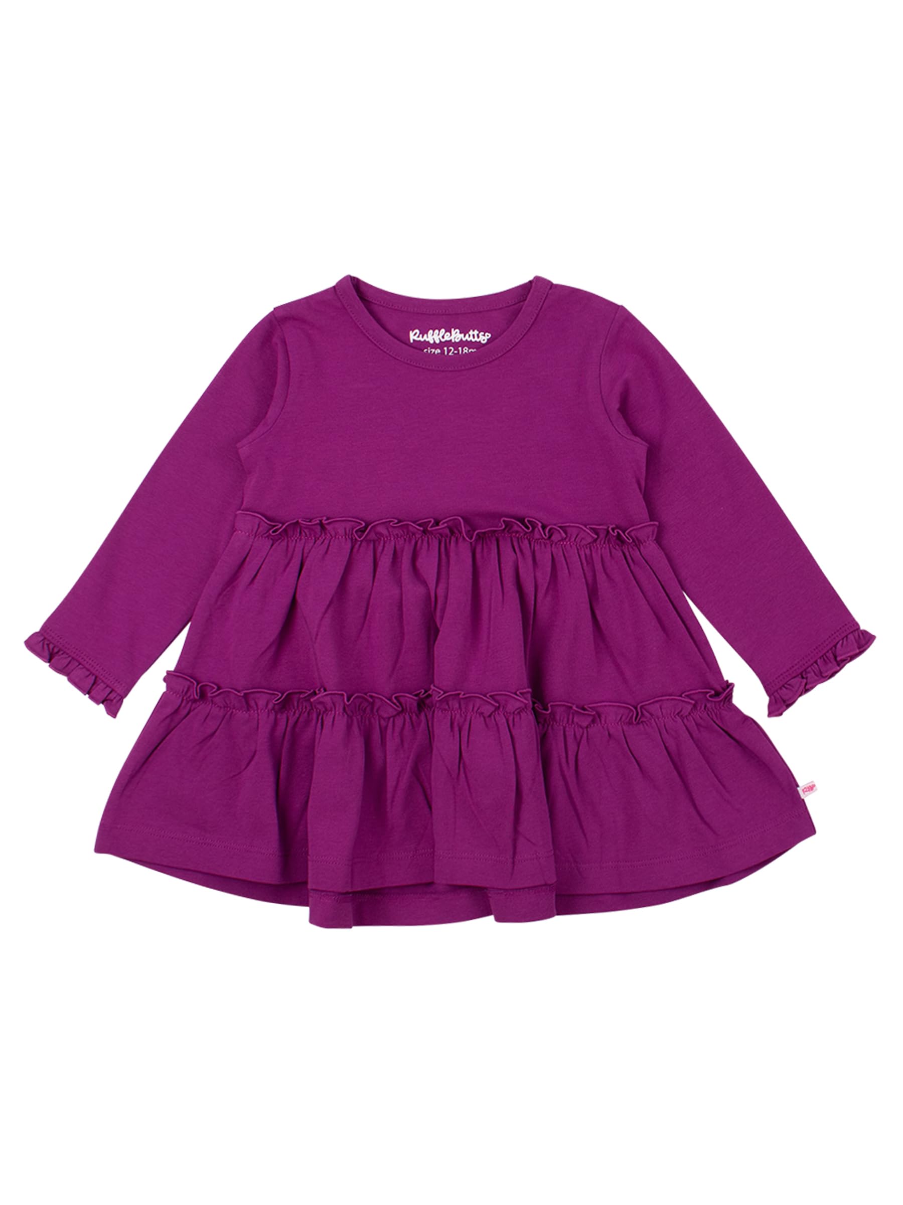 RuffleButts Girls High Low Tunic - Long Sleeve Ruffle Tunic Top