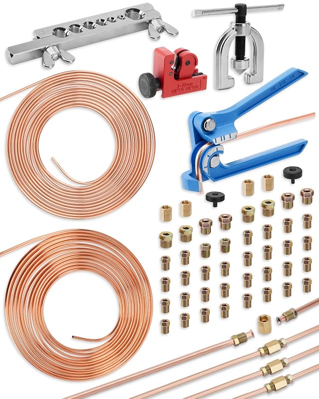 Kit de ferramentas para flangeamento e reparo de tubos de freio Turnirace com linhas de 7,62 m em 3/16 e 1/4 pol.