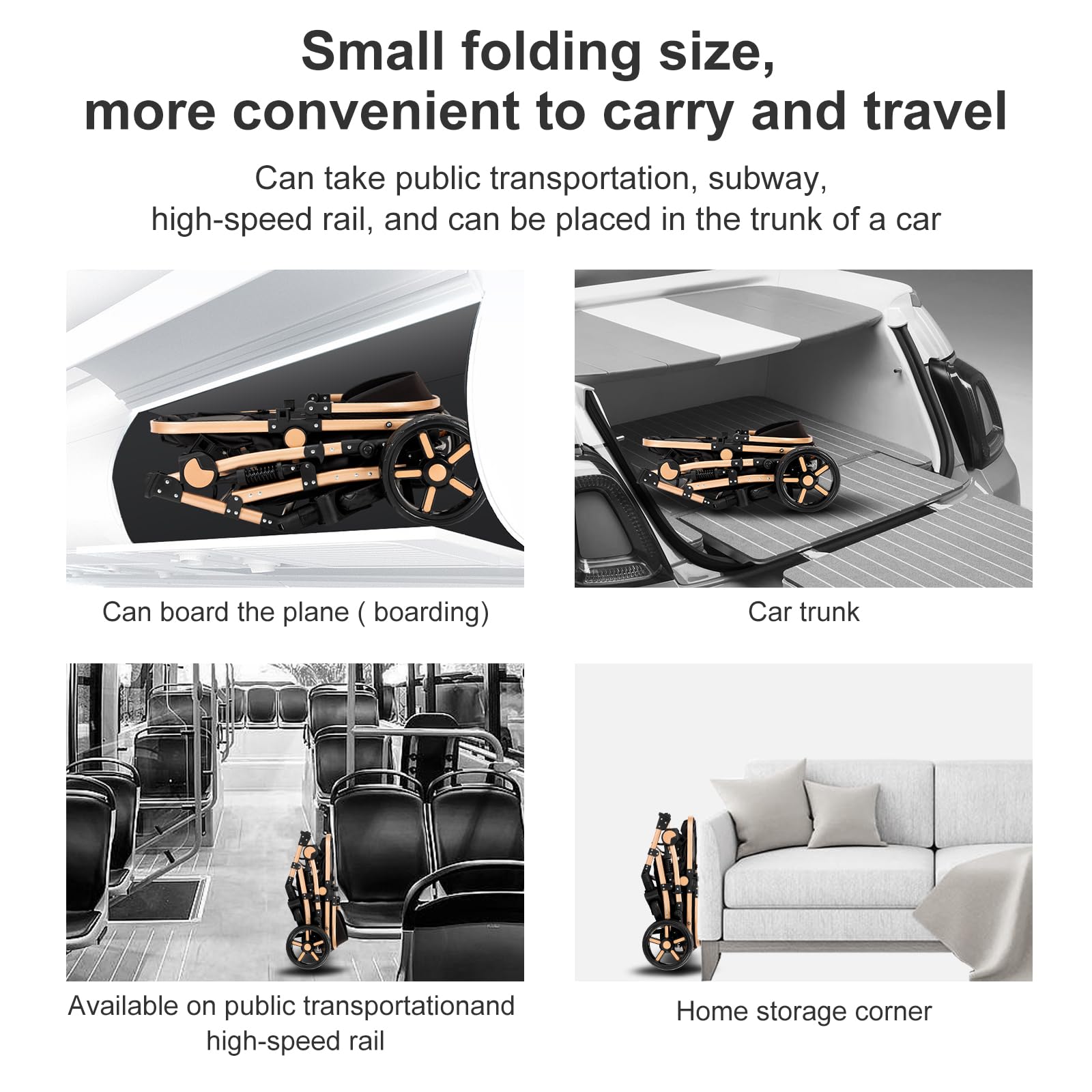 Cochecito 3 en 1, CochIT de Viaje Reclinable y Reversible, Carricoche Carro 3 Piezas Plegable con Un Solo Clic, Carrito con AccITorios Completos y Frenos DoblIT (588 Grey)