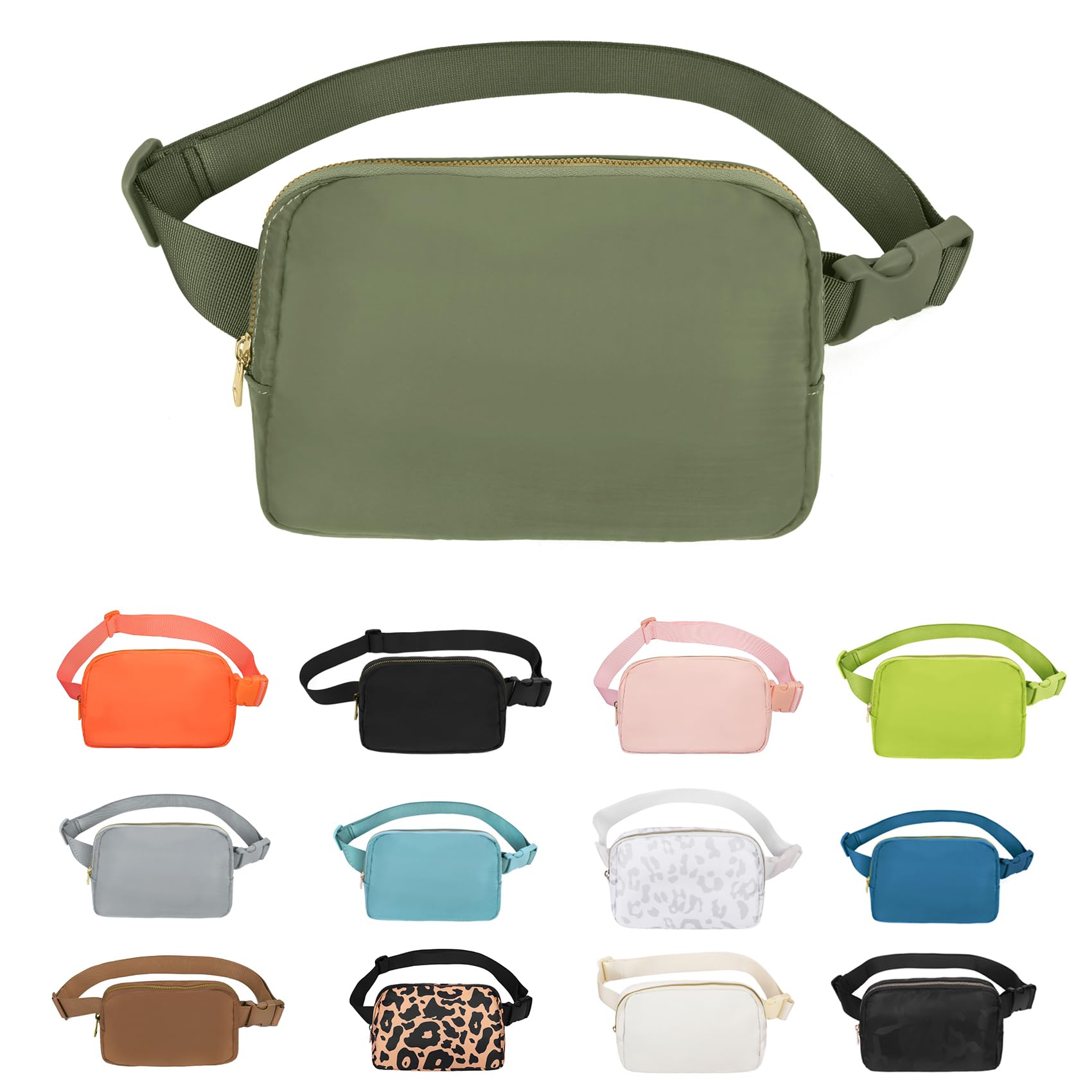 VOROLO Fanny Pack For Women And Men Crossbody Bag Belt Bag Khaki Green