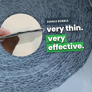 EcoFoil Single Bubble Insulation Roll 48 x 125' (500 sq. ft.), 3.175mm Thick, White/Foil, Made-in-USA Single Bubble Reflective Foil Insulation Roll Reflects 96% Radiant Heat, Radiant Barrier