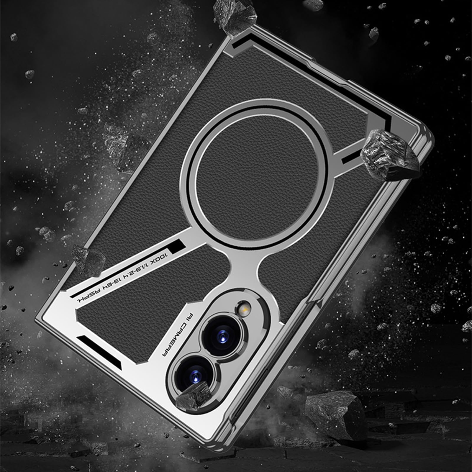 Custodia Magnetica For Samsung Galaxy Z Fold 8, Slim Luxury Business, Full Wrap, Custodia Protettiva For Obiettivo In Vetro Temperato Cover In Pelle Elettrolitica(Black)