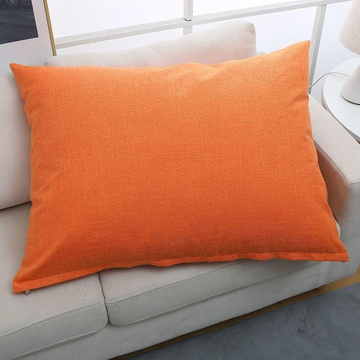 Swj-Swjssb Orange Throw Pillow Covers Linen Pillow Covers With Zipper Cotton Decorative Pillows Rectangle Cushion Covers Farmhouse Boho Decor For Sofa Couch Bed Living Room (Color : Size : 50X70 Cm)