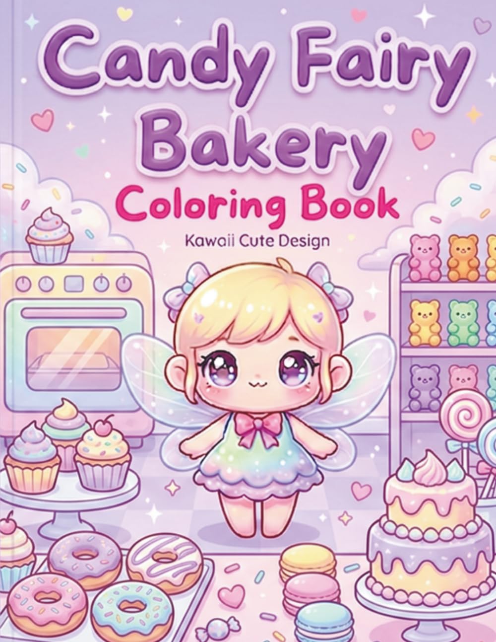 Candy Fairy Bakery Coloring Book for Kids Ages 2-7: 40 Sweet Kawaii Bakery Fairies Coloring Pages with Thick Lines for Toddlers and Young