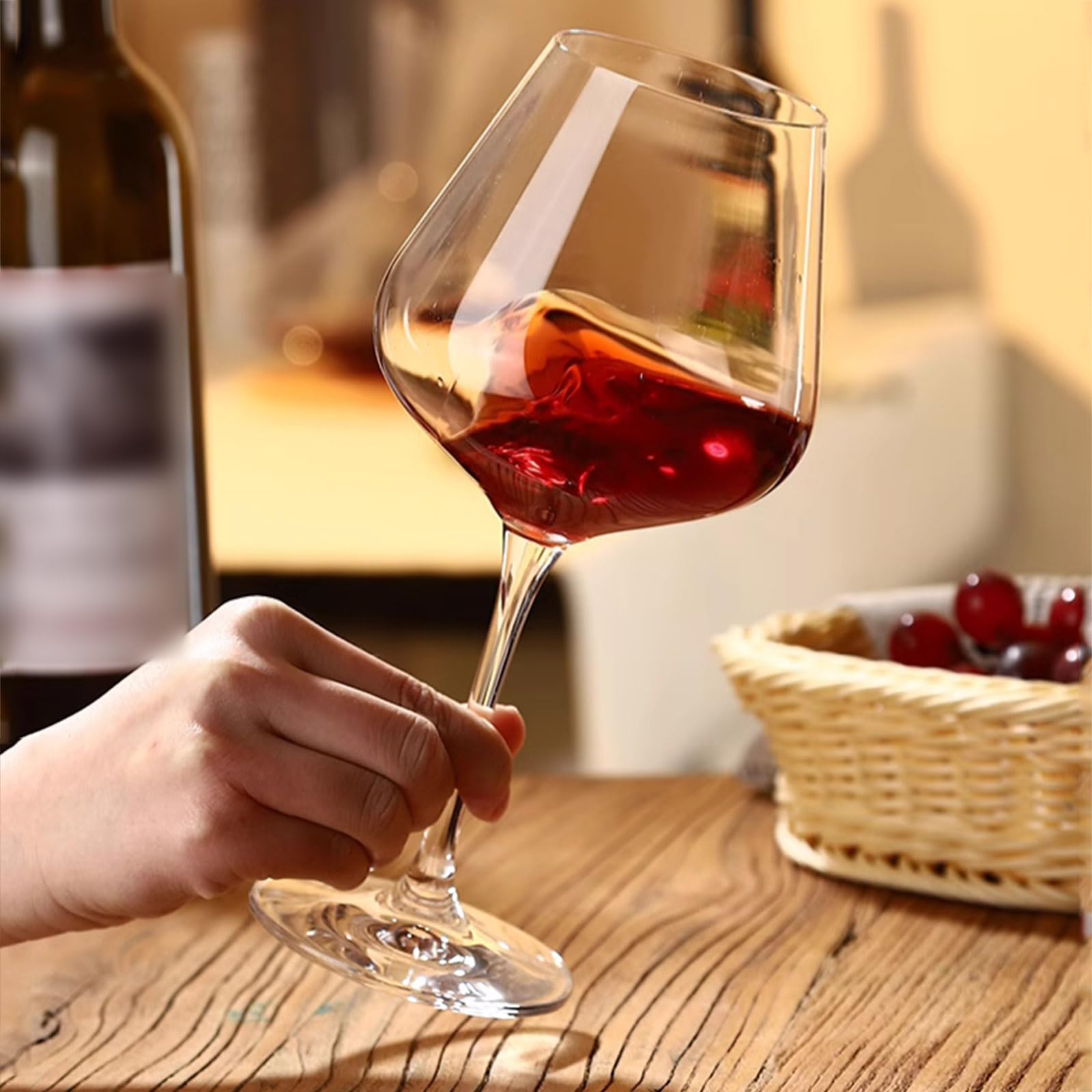 Rotwein Gläser Für Große Hand Geblasene Weingläser Lange Stiel Kristall Weingläser 18.5Ozml Für Hotels Bars/a/Satz Von 4