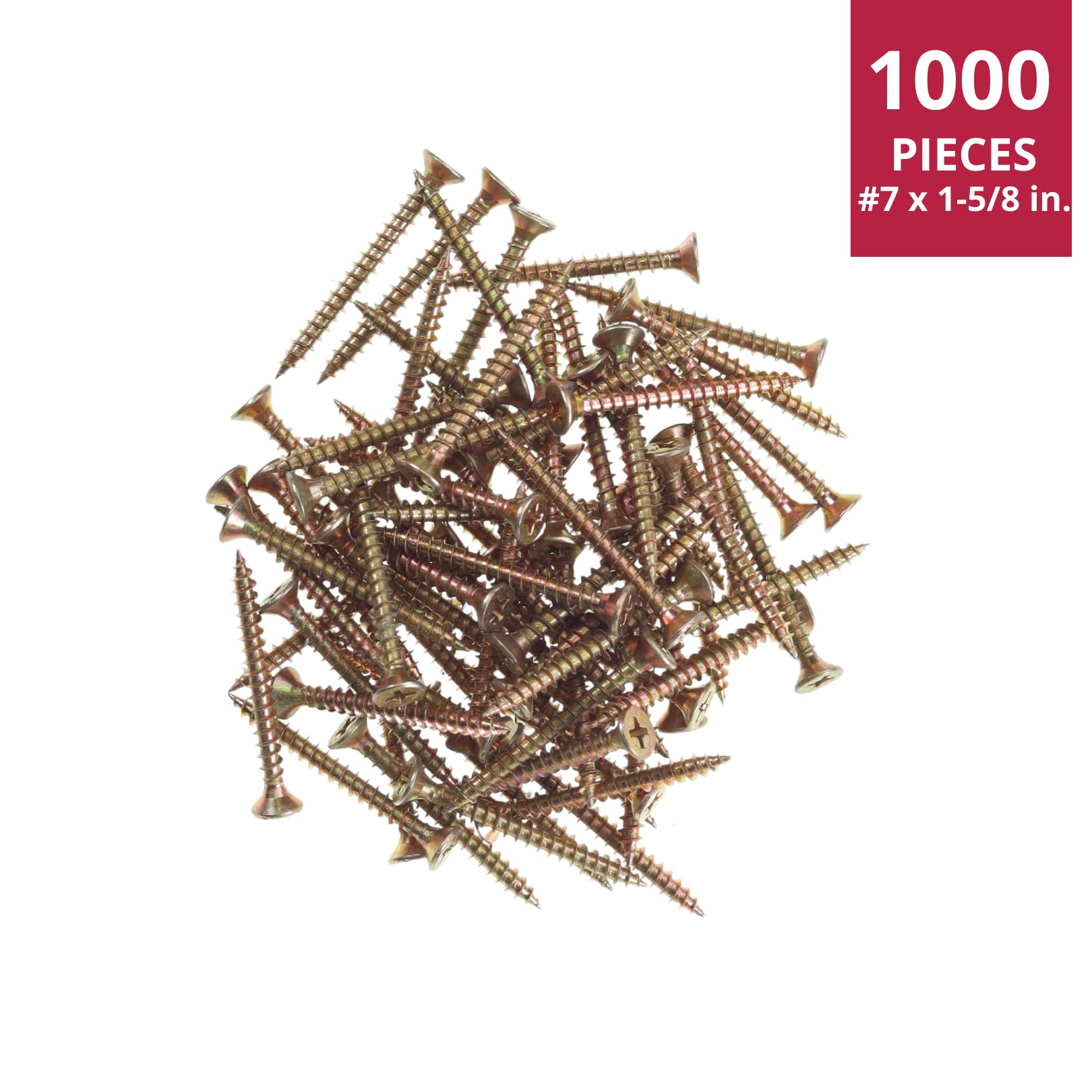 Viti per cartongesso con filettatura grossa svasata Phillips Heavy Duty per legno/autoperforanti con testa di tromba (#7 x 1-5/8", 1000)