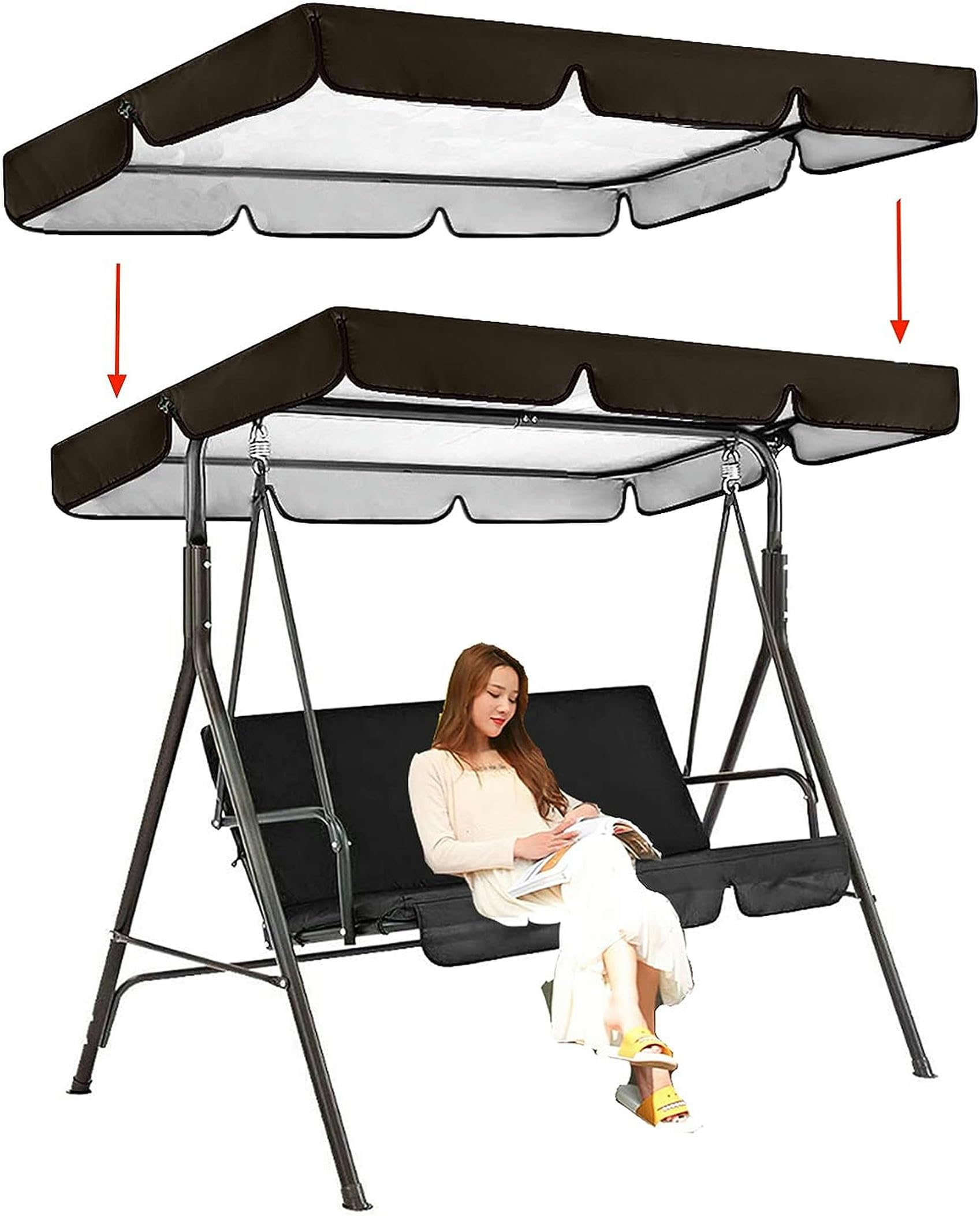 Toldo exterior para columpio de patio que soluciona los problemas de lluvia y calor solar