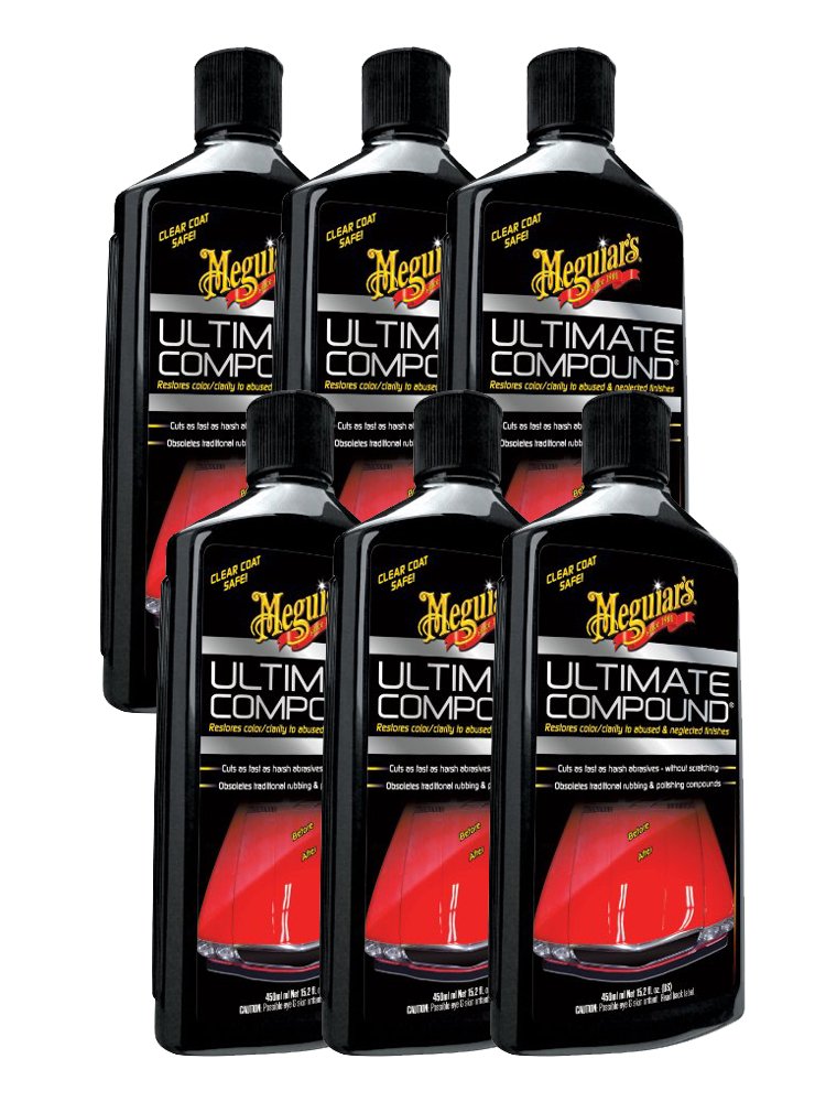 Meguiar's 6 Pack Ultimate Compound (15.2 oz) - Fine Zirconia Alumina Abrasive for Metals, Painted Surfaces, Plastics
