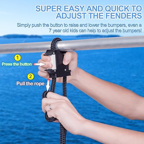 Miniatura 3 de Huntury Colgador de guardabarros para barco, riel de barco y clips de guardabarros de tacos, líneas de guardabarros de conexión y liberación rápida,