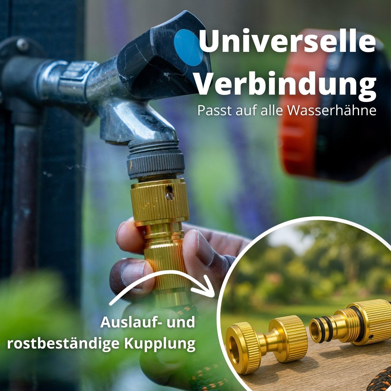 FlinQ Flexibler Gartenschlauch bis zu 30 Meter - Schwarz/Orange