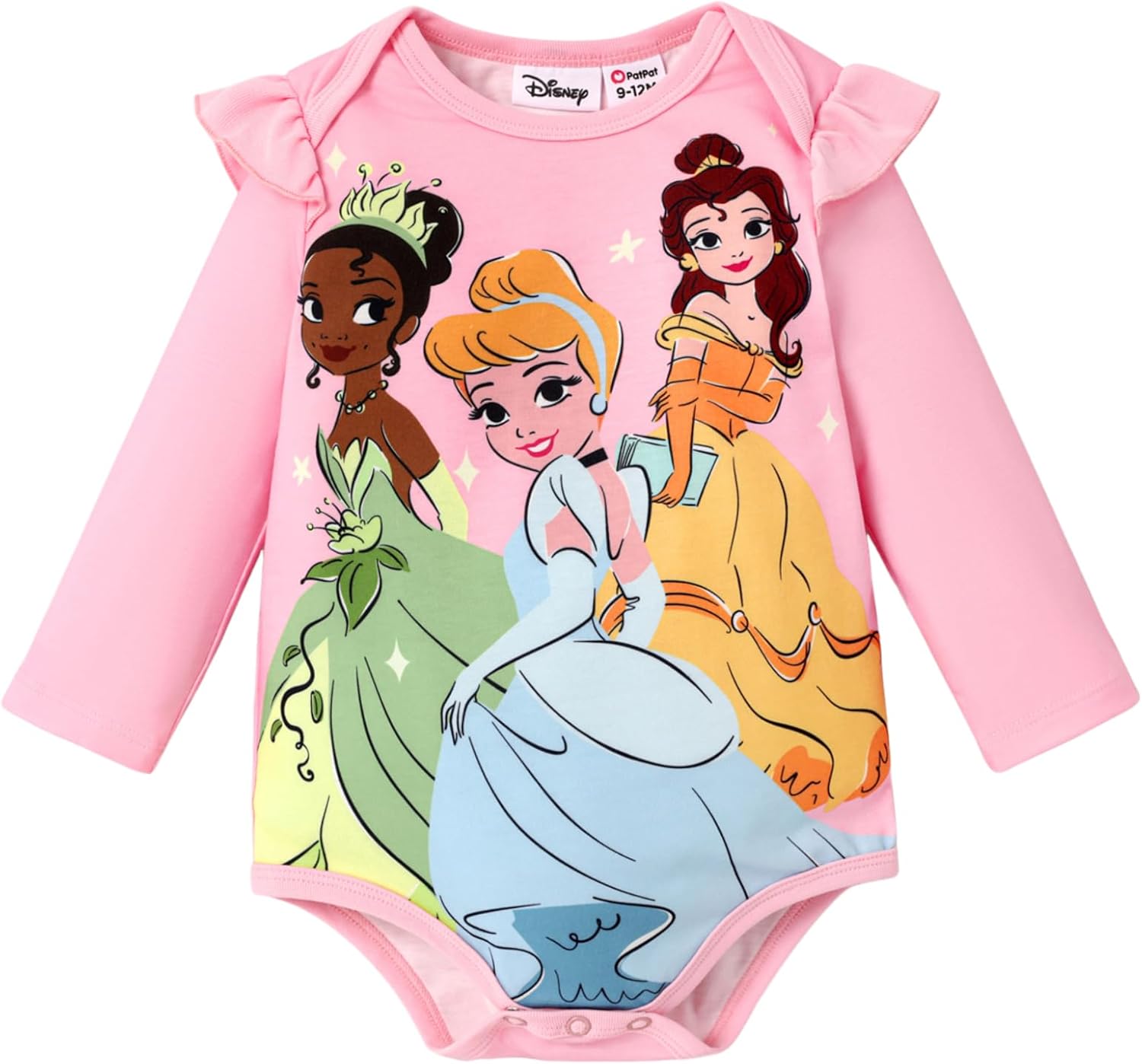 Disney Stitch Princess Ariel Belle Mickey and Friends Baby Girls Clothes Snap Bodysuit for Newborn to Infant