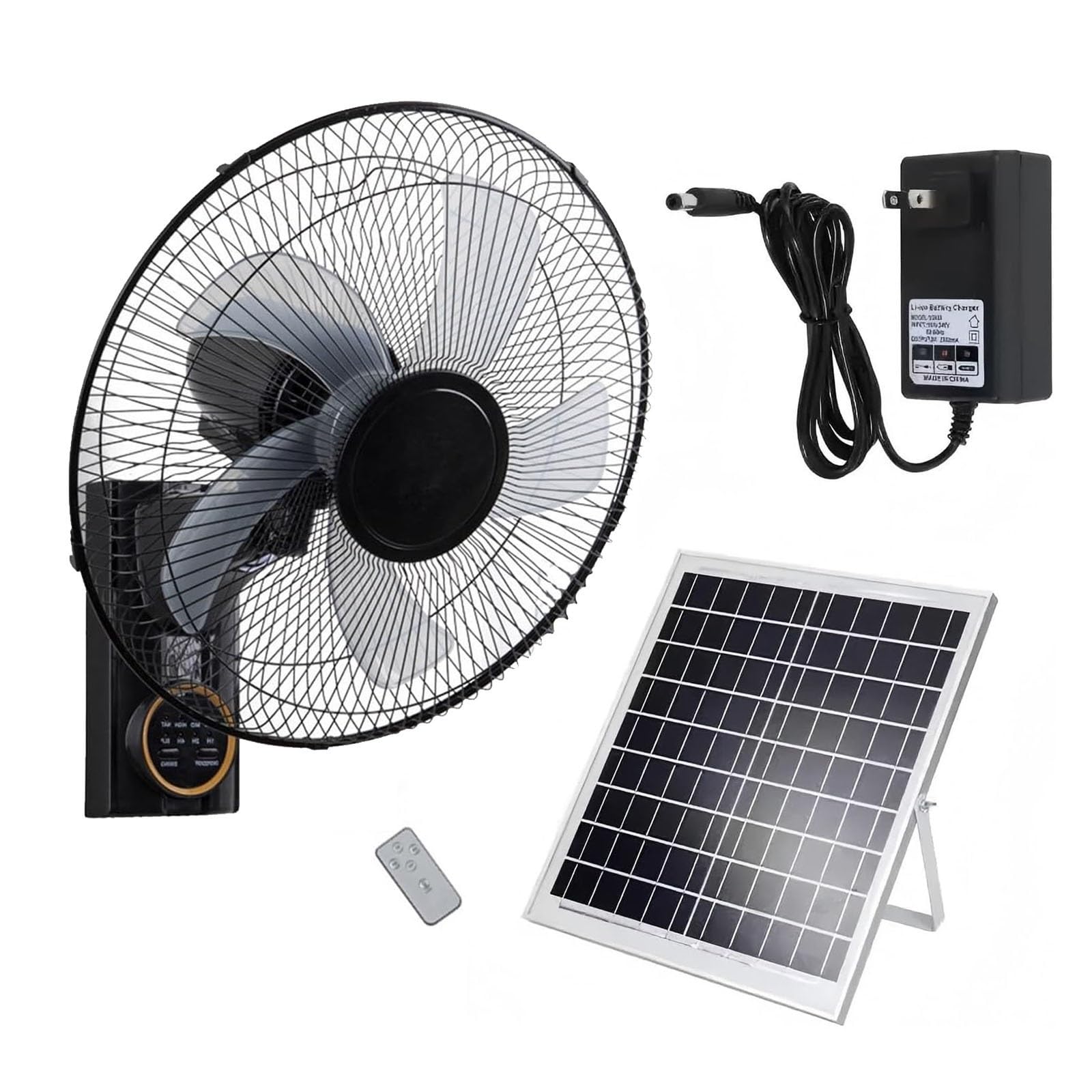 Ventilateur Solaire Extérieur Mural Pour Terrasse, 5 Pales 3 Vitesses Oscillant 90°, Télécommande, Pour Chambre Camping Jardin Maison