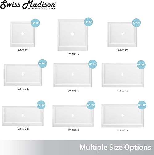 Miniatura 3 de Swiss Madison SM-SB510 Voltaire - Base de ducha (48 x 36 pulgadas)