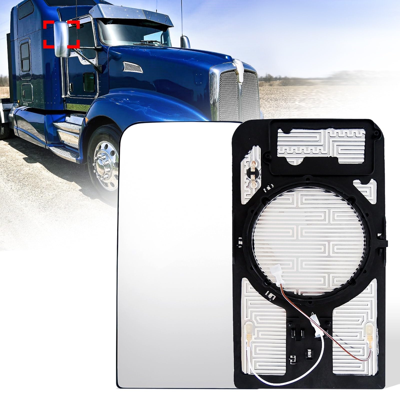 Main Mirror Upper Glass W/ Defrost Heat For Kenworth T660 T800 T370 T800 T2000 E - Foto 8