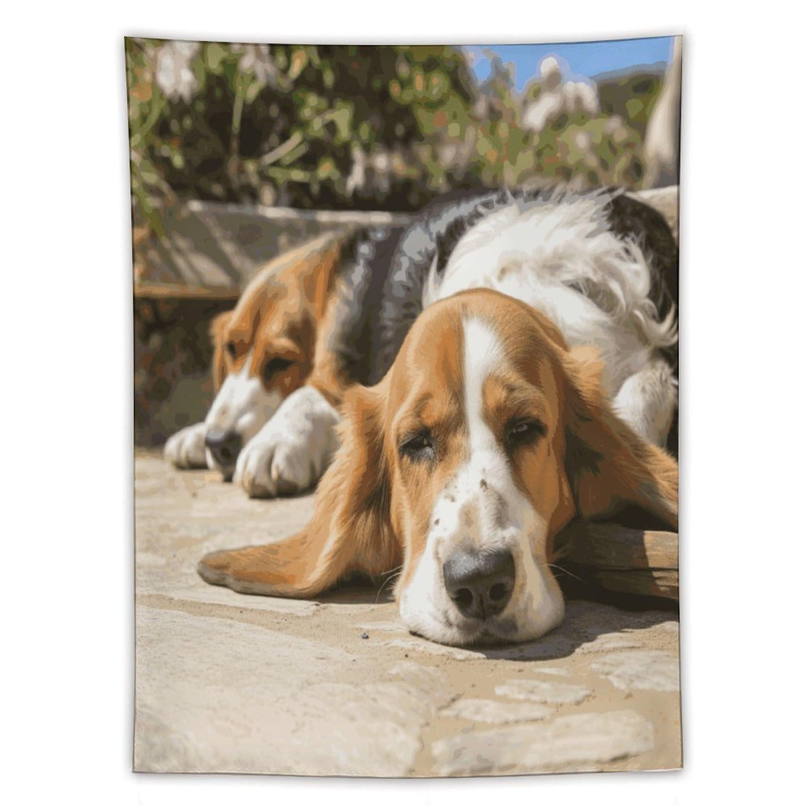 MUSM Resting Dog Tapestry with Installation Kit Personalized Wall Tapestry Aesthetic Tapestries Backdrop Banner Wall Art Hanging Decor for Home Picnic Beach Blanket 60"x80"