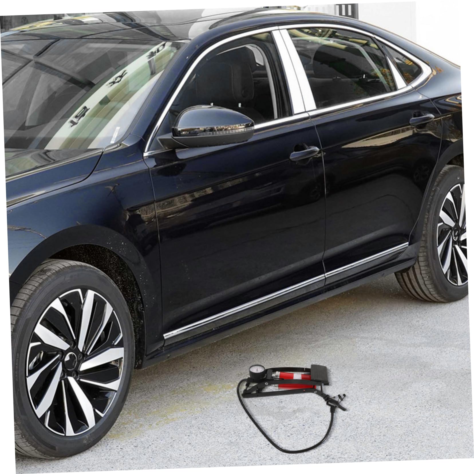 1 pièce Pompe à Pied Multifonctionnelle pour Gonfleur à Haute Pression pour Pneus de Voiture Vélo et Plus avec Manomètre et Design Antidérapant