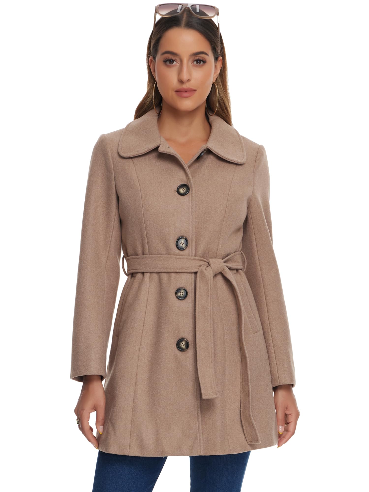 Allegra K Womens Winter Elegant Lapel Collar Long Trench Coat