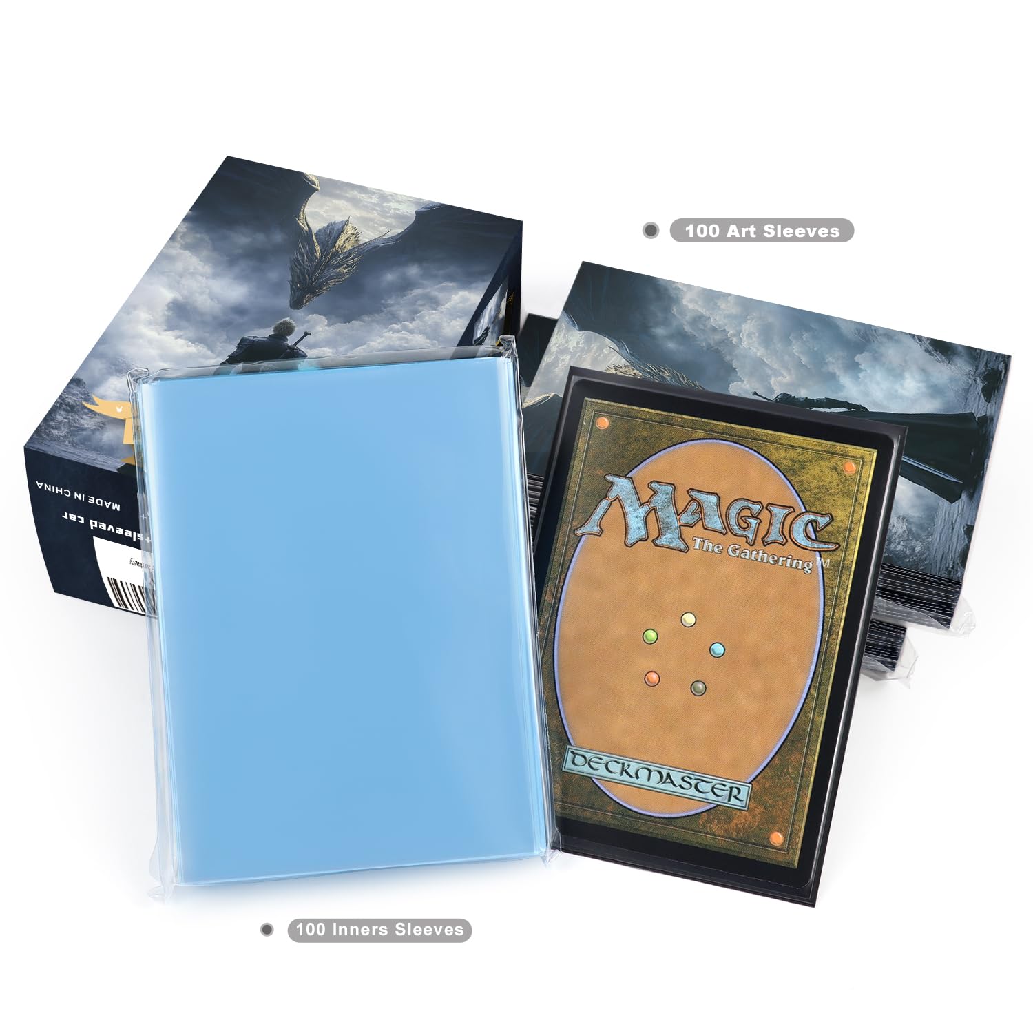 Katomula 100 MTG Card Sleeves with 100 Inner Sleeve, Textured Back Art Sleeves, Fit Standard Size Cards