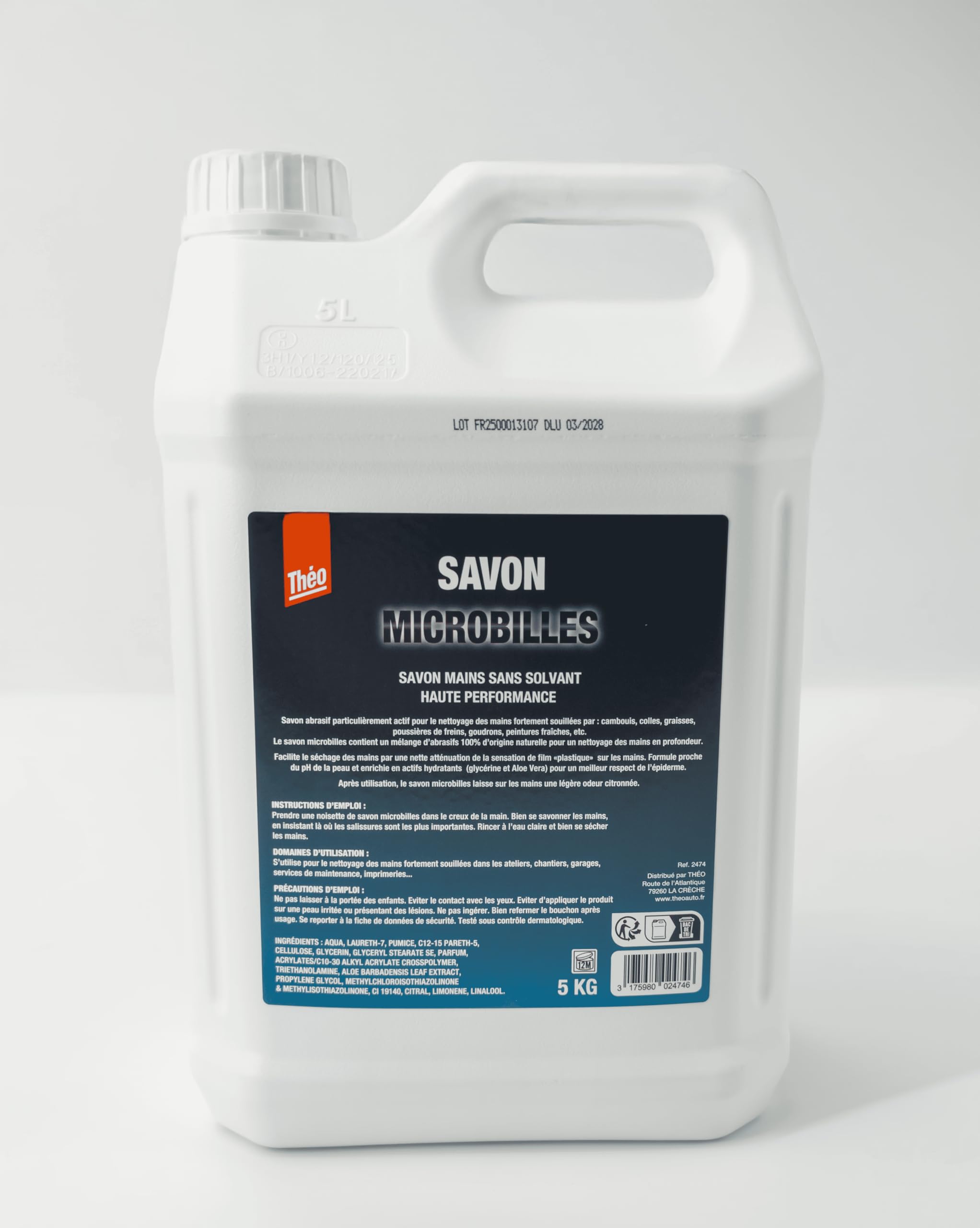 Savon Microbilles Mains 5L Sans Solvant Avec Pompe Intégrée | Parfum Citron - Format Economique 5L