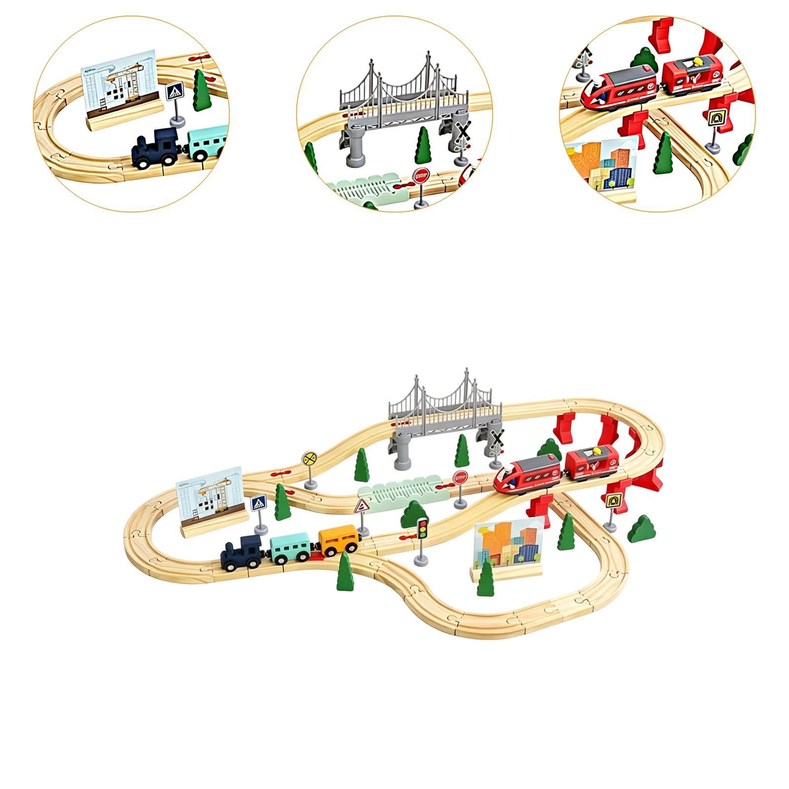 Trenino Elettrico con Binari, Set di Binari, Regalo di Compleanno Creativo con Vagoni, Set di Treni per Bambini dai 3 agli 8 Anni, 72 Pezzi