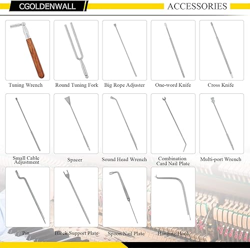 Miniatura 2 de CGOLDENWALL Kit de afinación de piano profesional, accesorios de reparación de piano, kit de herramientas de afinación de piano, herramientas de