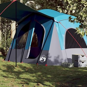 ZEYUAN Camping Tent Cabin 5-Person Blue Waterproof,Waterproof Family Tent With Bedroom,Lightweight Dome Tent For Outdoor Garden Backpacking Hiking