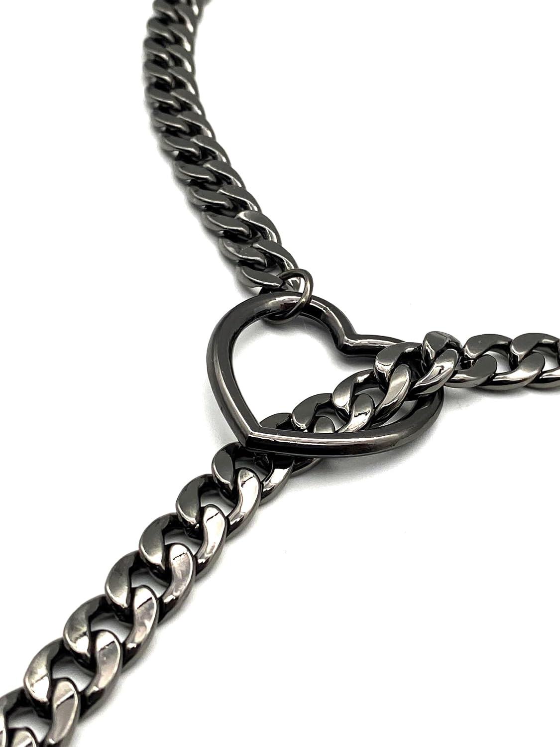paloli Womens Slip Chain Necklace Heart O-Ring, Punk Rock Cuban Long Necklace Jewelry For Women, Adjustable Lariat Y-Necklace Heart Locker With Key