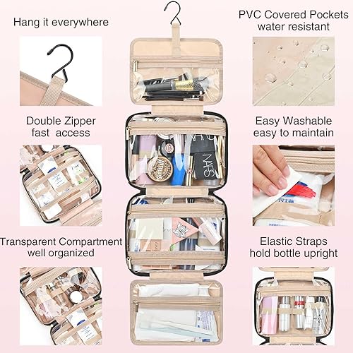 Miniatura 7 de Neceser para mujer, neceser de viaje para colgar y maquillar, Rosado, Medium (3