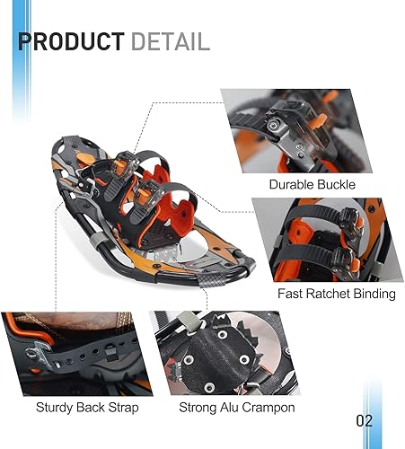 Miniatura 2 de G2 - Raquetas de nieve ligeras de 21253036 pulgadas para mujeres, hombres y jóvenes, juego con bolsa de mano, encuadernación especial de trinquete