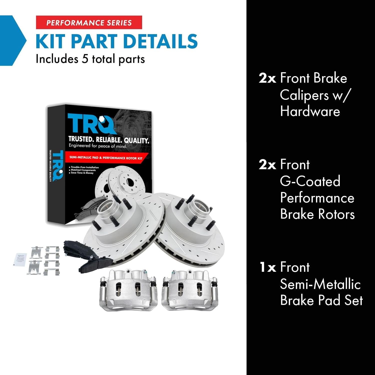TRQ Front Brake Pad & Rotor Kit Slotted X Drilled Semi-Metallic Premium G-Coated Compatible with 95-01 Ford Explorer 98-02 Ranger 99 Mazda B2500 98-00 B3000 B4000 97-01 Mercury Mountaineer Performance Metallic Silver BKA25094