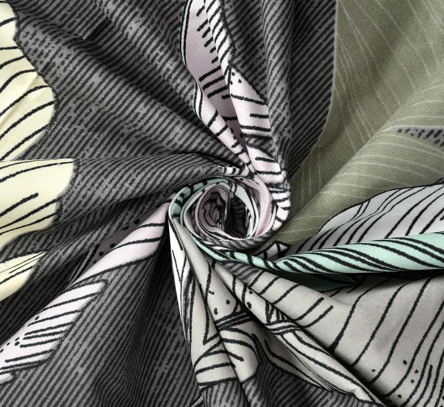 Image of NHD HOME Premium Cotton Flat Double Bedsheets with 2 King Size Pillow Covers | Double Bed Breathable | Wrinklefree | Ultrasoft 220 tc Supersoft Floral | 90x90 Inches, Grey & White
