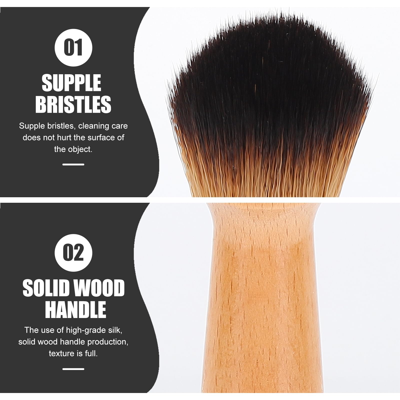 Beaupretty Cepillo de polvo con mango de madera para figuritas, modelos y estatuas, cepillo de limpieza esencial para instrumentos musicales y coleccionables, limpiador de modelos y estatuas