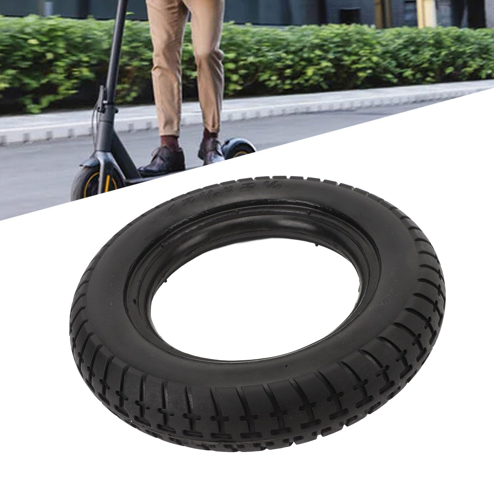 Asixxsix Pneu en Caoutchouc Plein 12,5 X 2,25, Roue de Rechange 12 Pouces, Anti-crevaison, Résistante à L'usure, pour Scooters électriques, avec Chambre à Air et Pneu