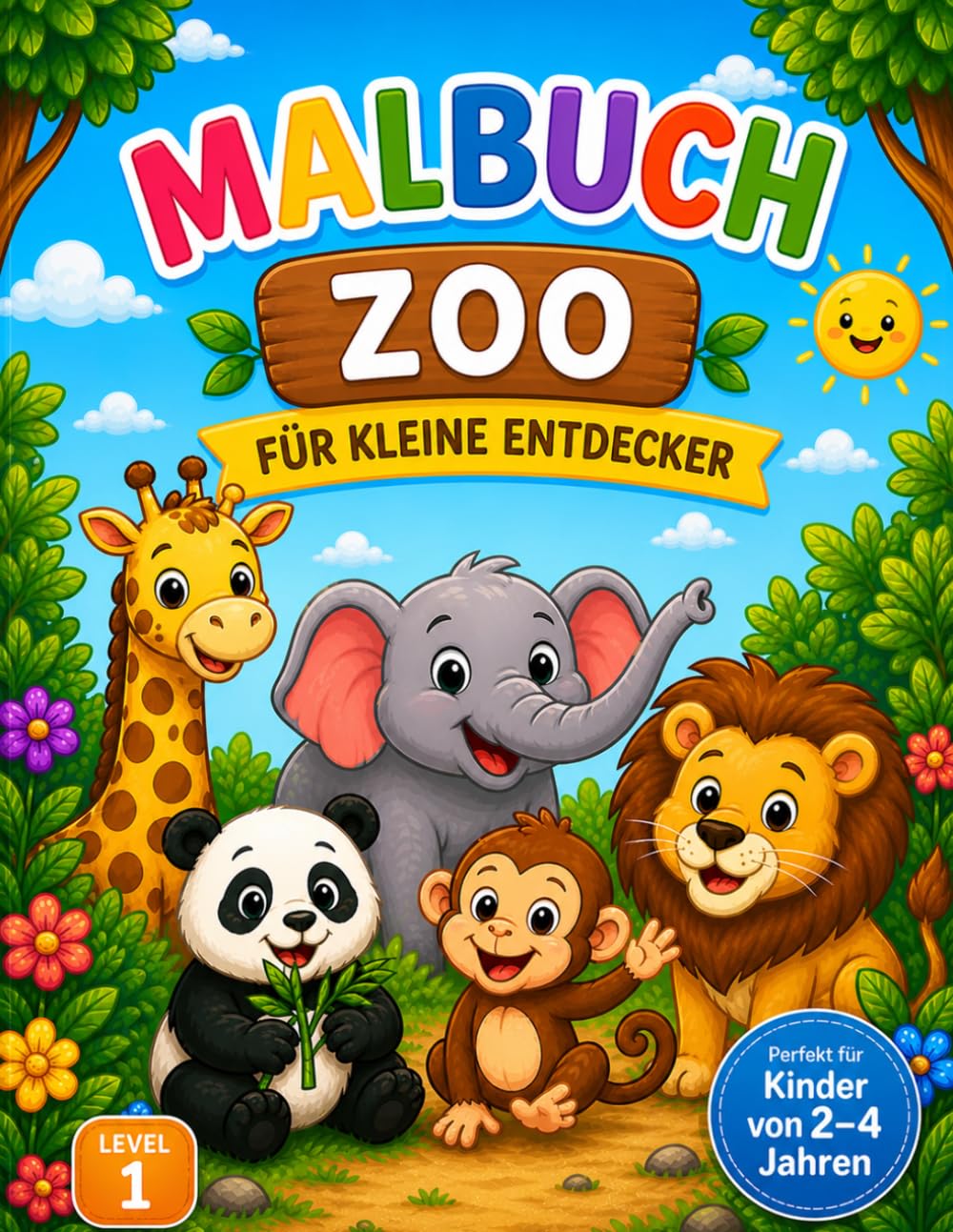 Mein erstes Zoo-Malbuch: Einfache Tiermotive zum Ausmalen für Kinder von 2–4 Jahren