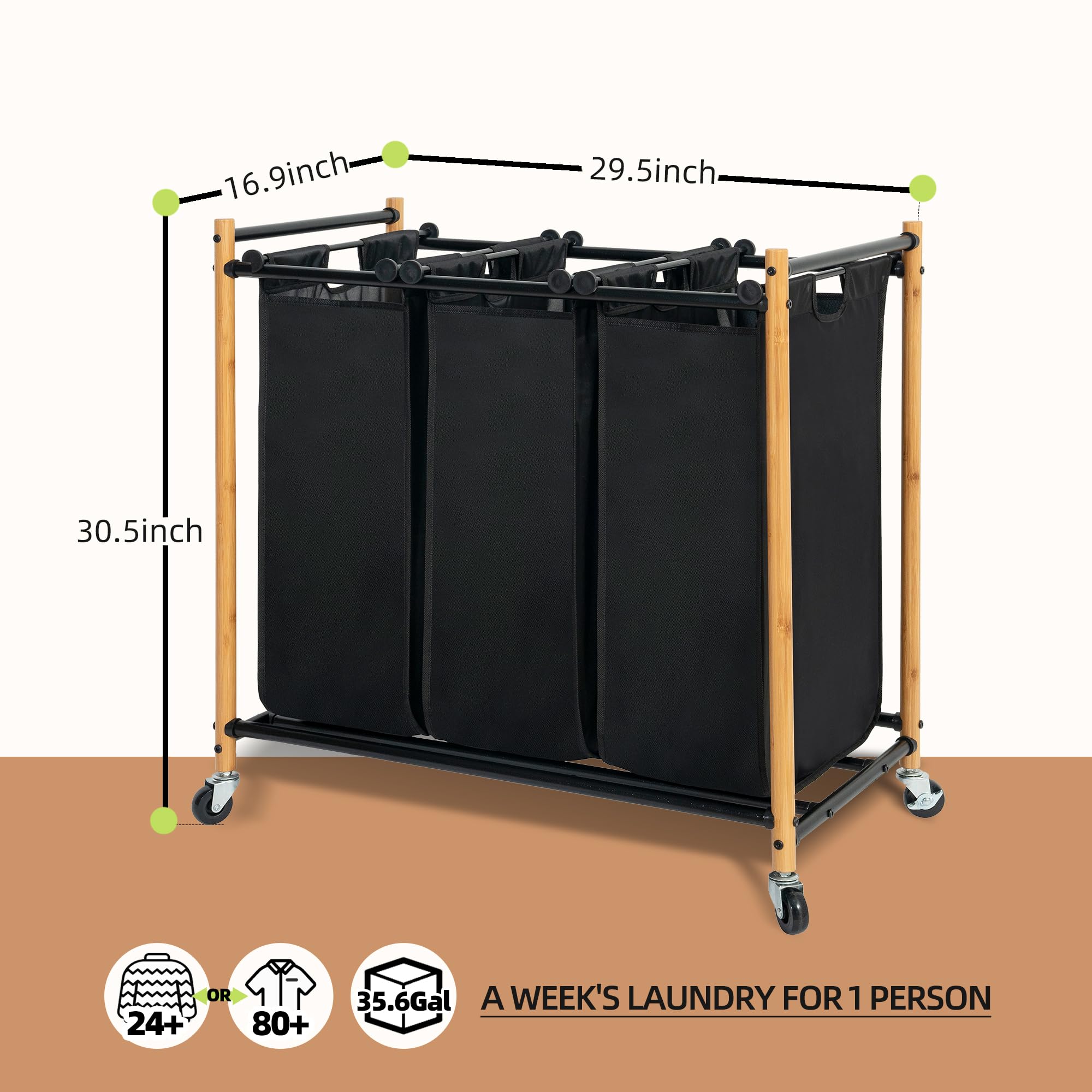 Buy STORAGE MANIAC Laundry Sorter, Laundry Divider With Side Pockets