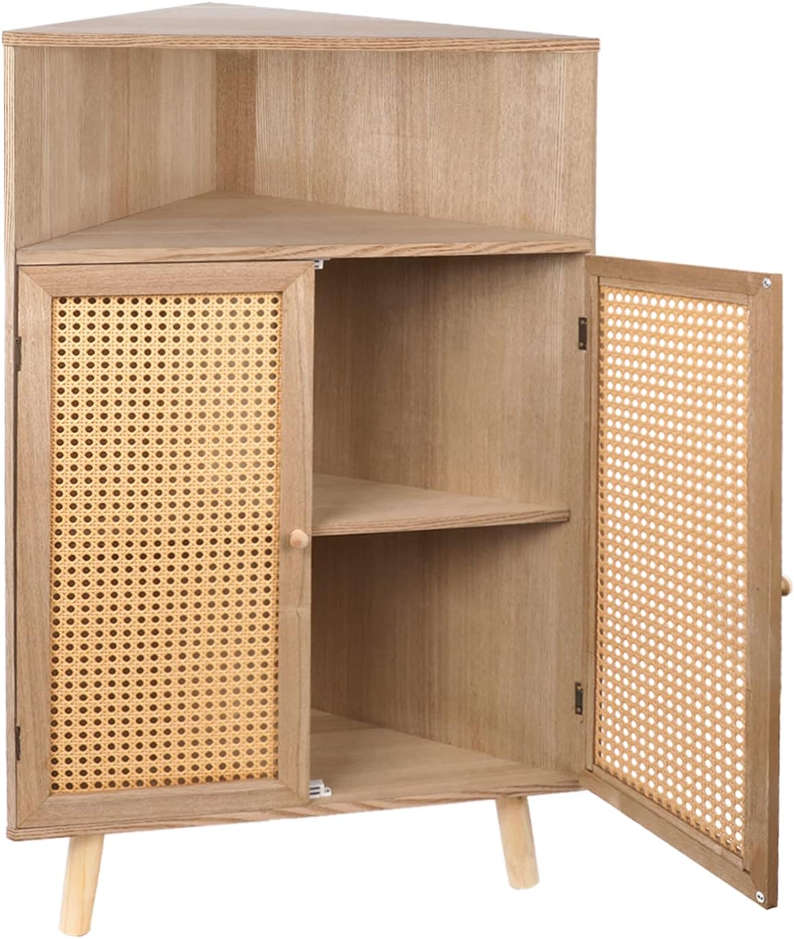 Corner Organizer With Doors, Small Rattan Table, 4