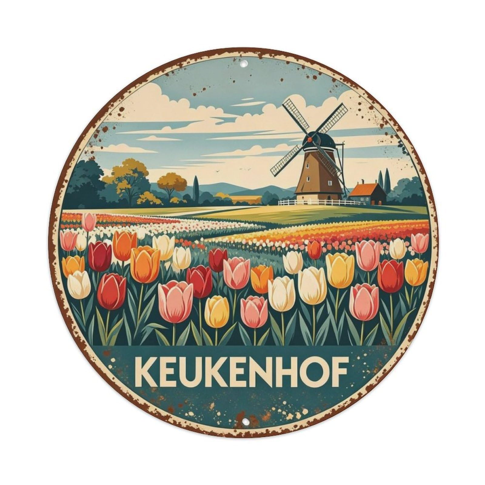 Keukenhof Tulips Metal Tin Sign Plaque