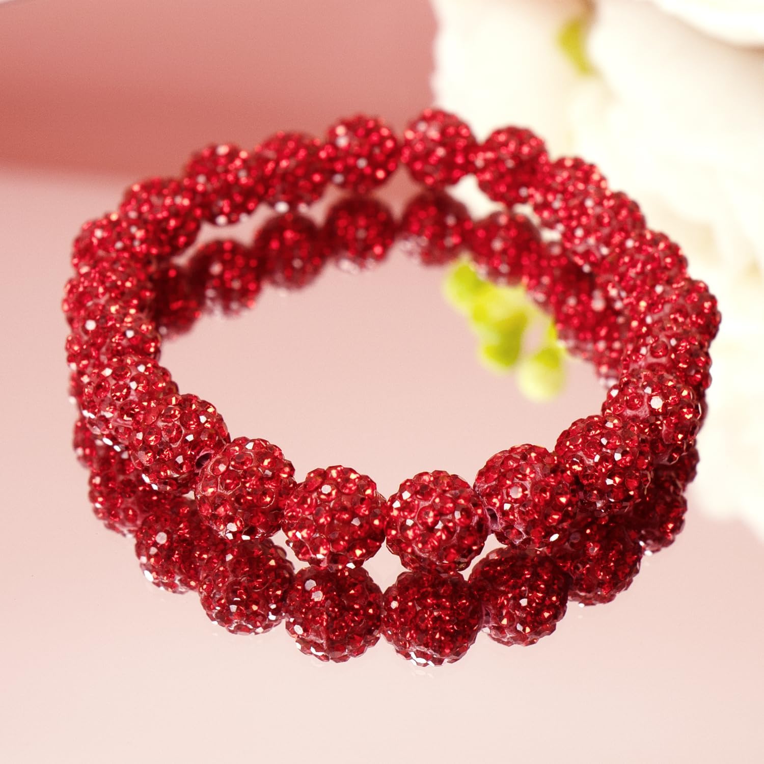 150 Pcs 10mm Rhinestone Clay Beads Red Polymer Clay Crystal Sparkle Pave Disco Ball Bead Round Diamond Bulk Beads for Bracelet Necklace Earring Jewelry Making (Red) - Image 4