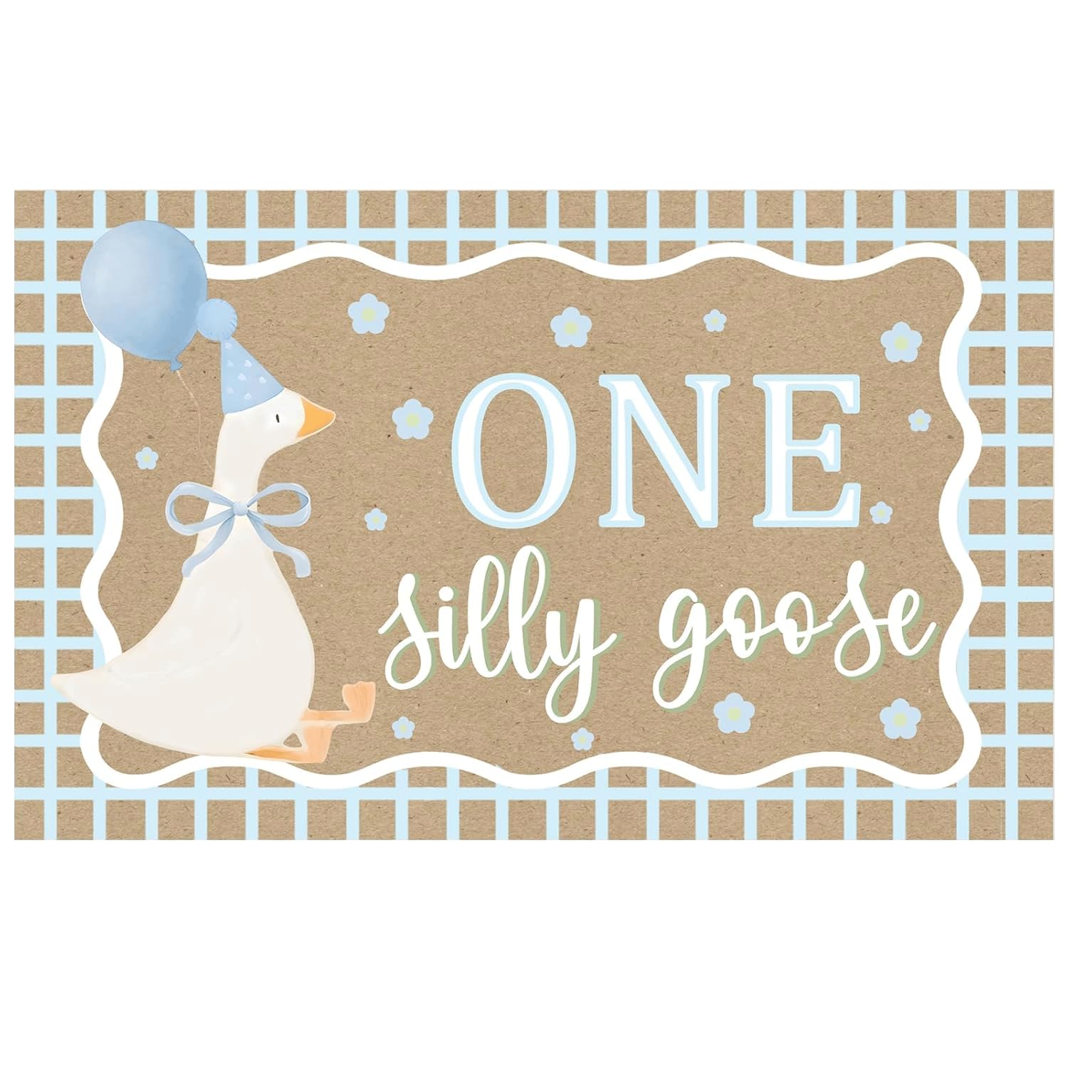 OPUHOHR Goose Blue Banner for One Silly Goose Birthday Decor