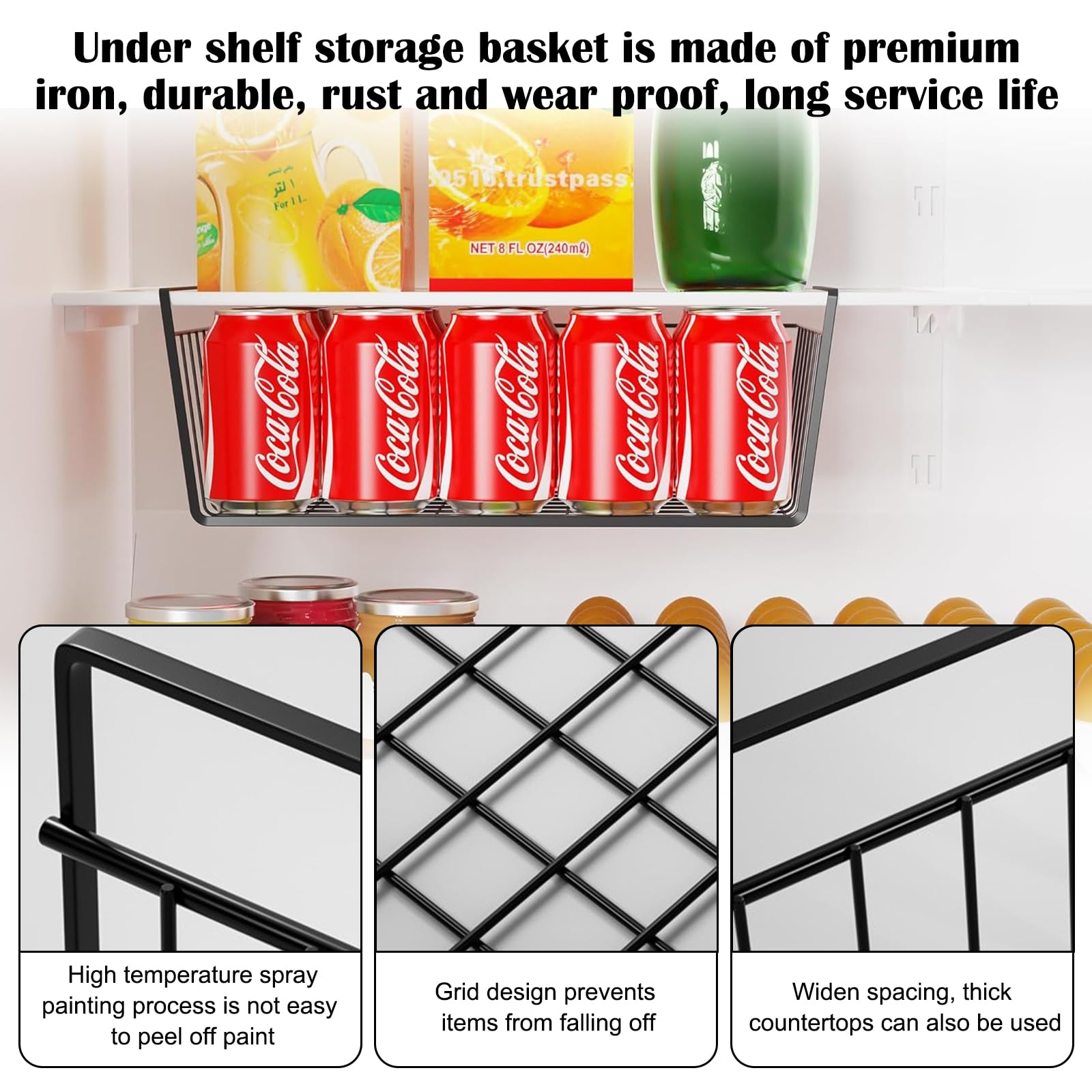 Cesto Portaoggetti Sospeso Per Mensola - Organizer In Filo Metallico Per Cucina