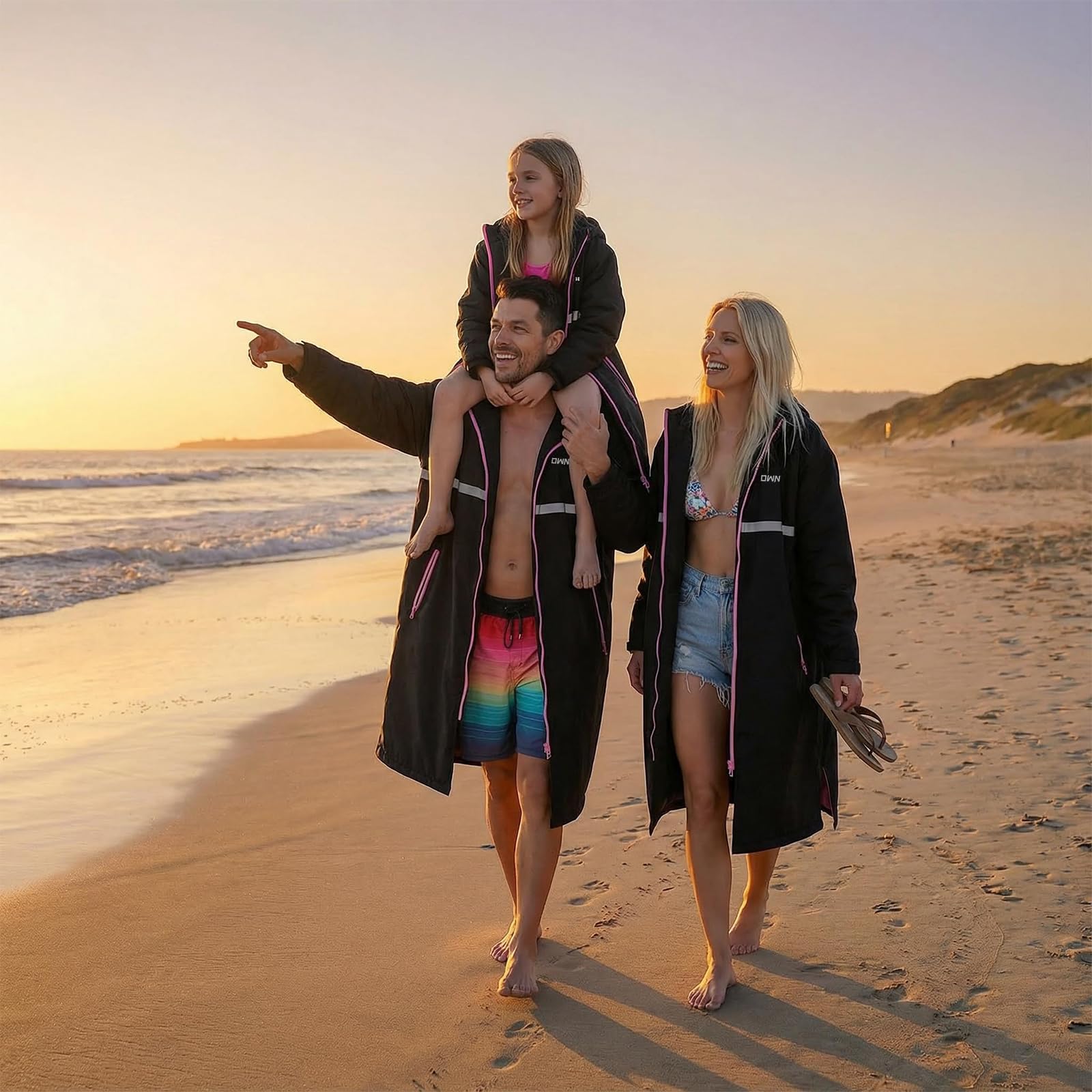 Owntop Wasserdichter Wickelmantel Für Erwachsene Kinder, Winddicht Übergroßer Changing Robe Wechselrobe Mit Plüschgefüttert Für Strand Surfen Schwimmen Gassigehen